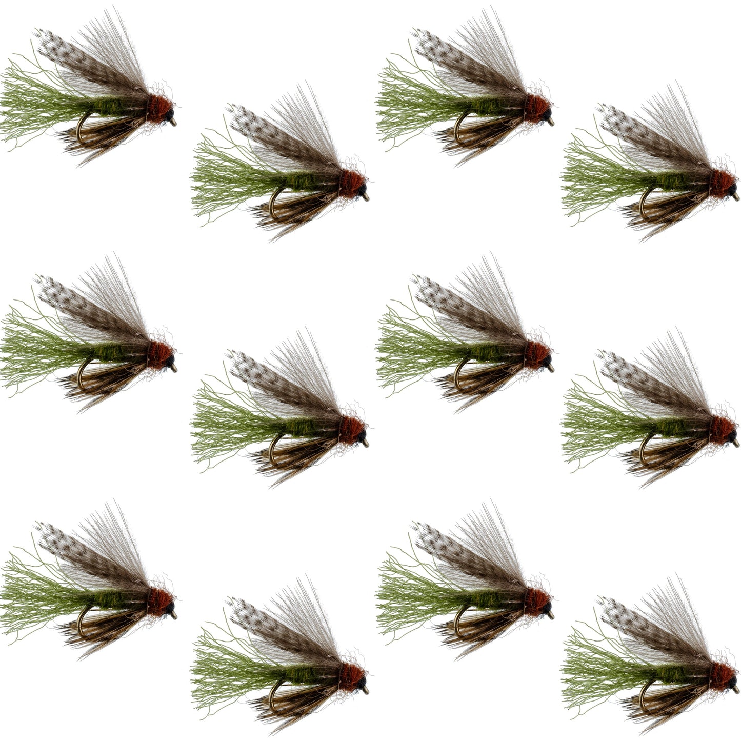 Olive CDC Caddis Emerger 12 Flies Hook Size 16