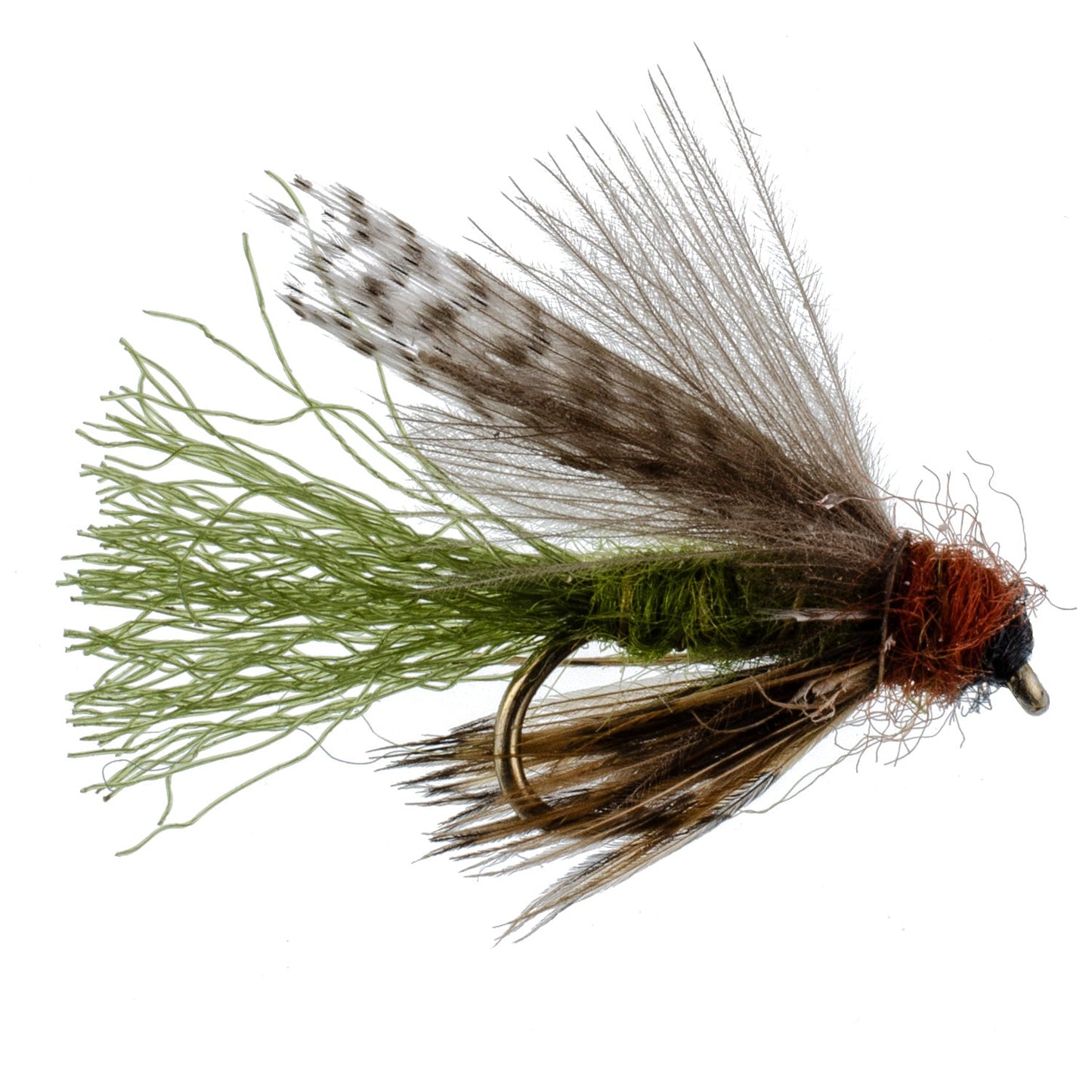 3 Pack Olive CDC Caddis Emerger Flies Hook Size 12