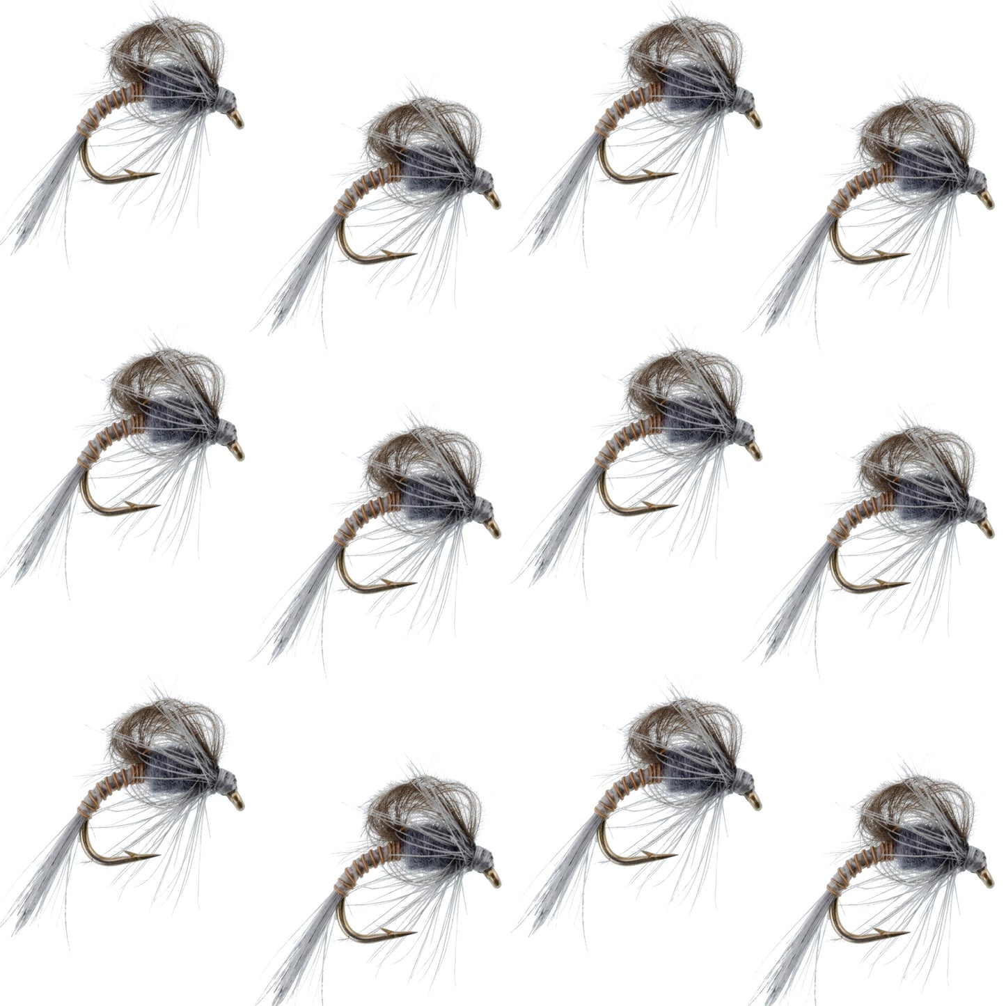 CDC Loop Wing Adams Emerger Fly 12 Flies - Hook Size 14