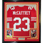 Framed Autographed/Signed Christian McCaffrey 35x39 San Francisco Red Football Jersey Beckett BAS COA