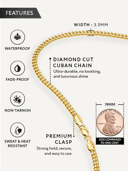 Gold Cuban Link Chain (3.5mm)
