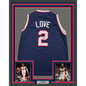 Framed Autographed/Signed Caleb Love 35x39 Arizona Blue College Basketball Jersey Beckett BAS COA
