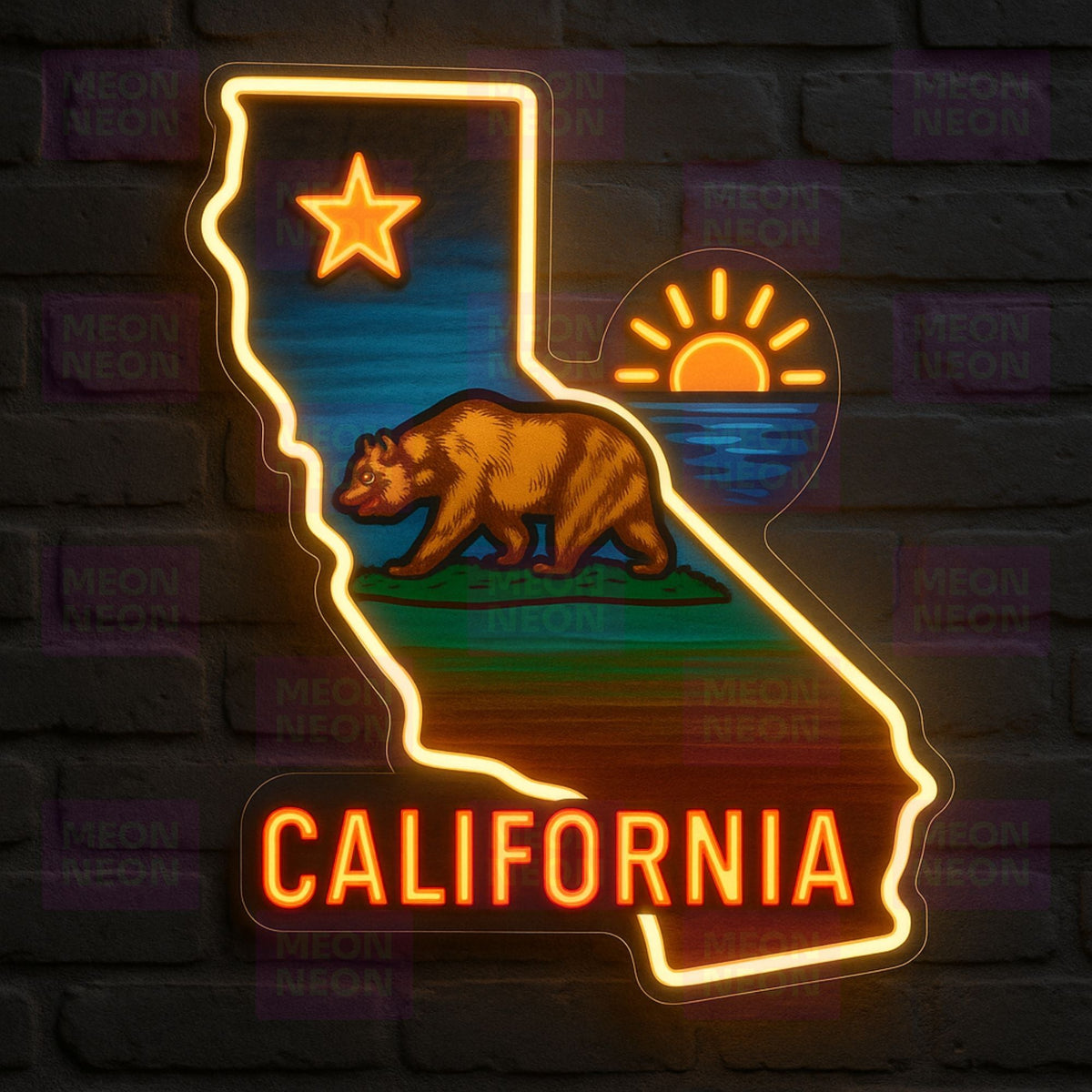 California Script State Shape Neon Sign