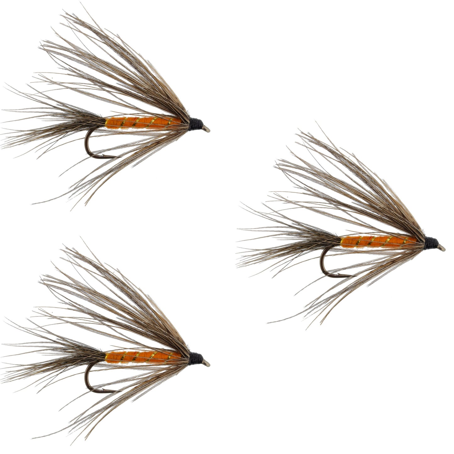 3 Pack Carey Special Soft Hackle Grouse and Orange Wet Fly - Hook Size 10