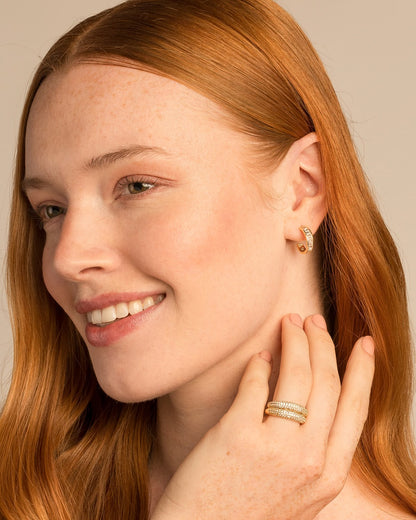 Mom Baguette Mini Hoop Earrings