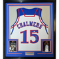 Framed Autographed/Signed Mario Chalmers 35x39 Kansas White College Basketball Jersey JSA COA