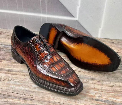 Maurice Chancellor Alligator Oxford - Cognac