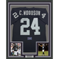 Framed Autographed/Signed Charles Woodson 35x39 Oakland Raiders Black Mitchell & Ness Football Jersey Fanatics COA