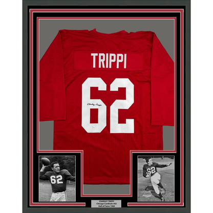 Framed Autographed/Signed Charley Trippi 35xx39 Arizona Red Football Jersey JSA COA