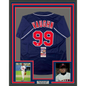 Framed Autographed/Signed Charlie Sheen 35x39 Wild Thing Ricky Vaughn Major League Movie Blue Baseball Jersey JSA COA