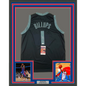 Framed Autographed/Signed Chauncey Billups 35x39 Detroit Black Basketball Jersey JSA COA