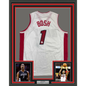 Framed Autographed/Signed Chris Bosh 35x39 Miami White Basketball Jersey JSA COA
