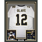 Framed Autographed/Signed Chris Olave 35x39 New Orleans White Football Jersey Beckett BAS COA