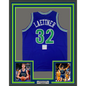 Framed Autographed/Signed Christian Laettner 35x39 Minnesota Blue Basketball Jersey PSA/DNA COA