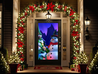 Christmas Digital Decoration Kit Includes 7 AtmosFX® Video Effects for Christmas + HD Super Bright Projector + 48” x 72” Holographic Projection Screen
