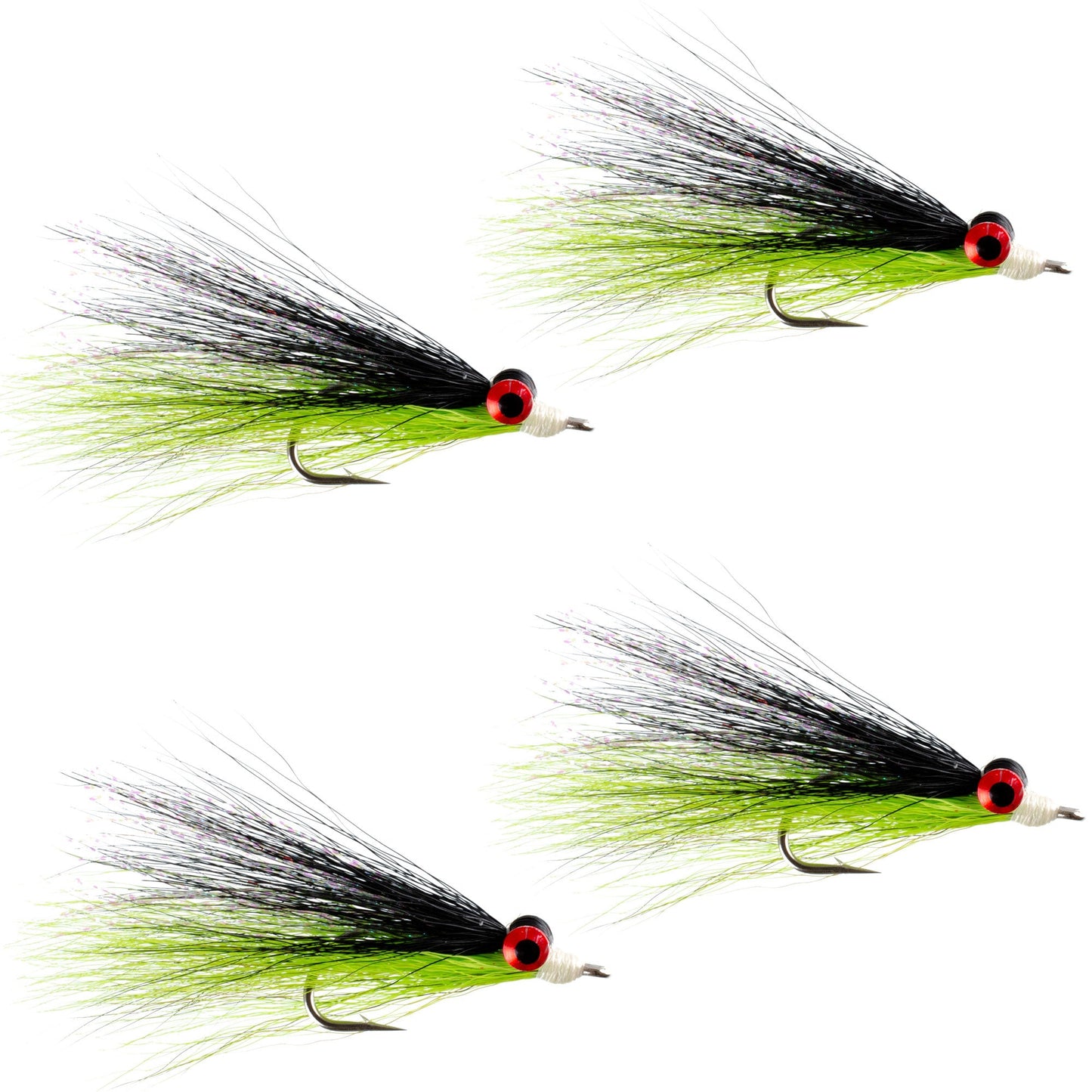 Clousers Deep Minnow Black/Chartreuse Streamer- 4 Saltwater - Size 1/0