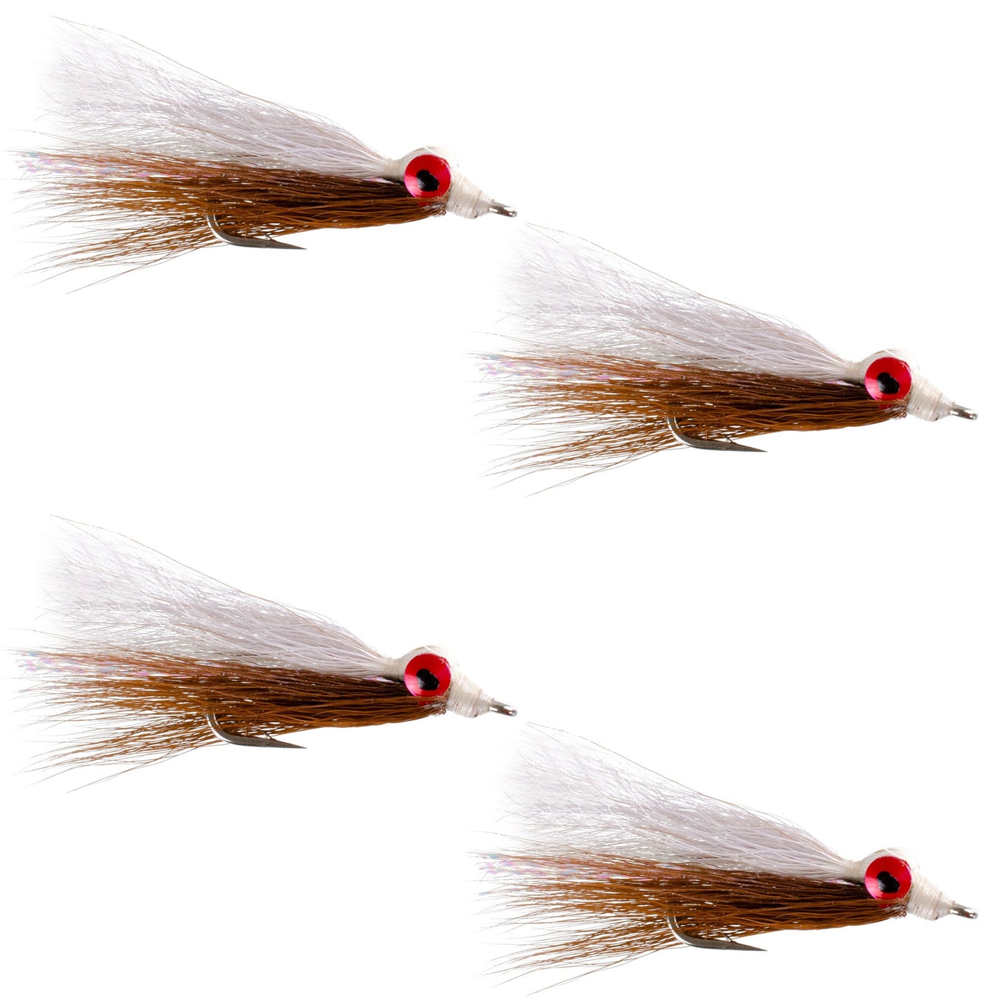 Clousers Deep Minnow Brown/White Streamer- 4 Saltwater Flies - Size 1/0