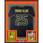 Framed Autographed/Signed Clyde Edwards-Helaire 35x39 Kansas City Blackout Football Jersey Beckett BAS COA