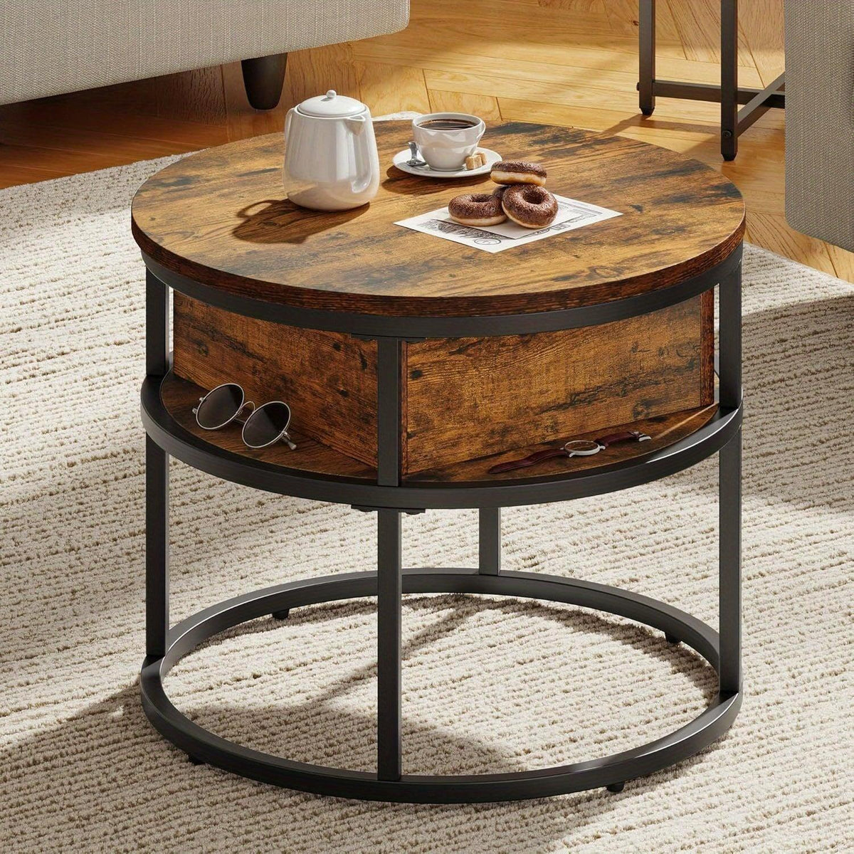 Coffee Table - Adjustable Black 60cm