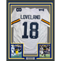 Framed Autographed/Signed Colston Loveland 35x39 Michigan White College Football Jersey Beckett BAS COA
