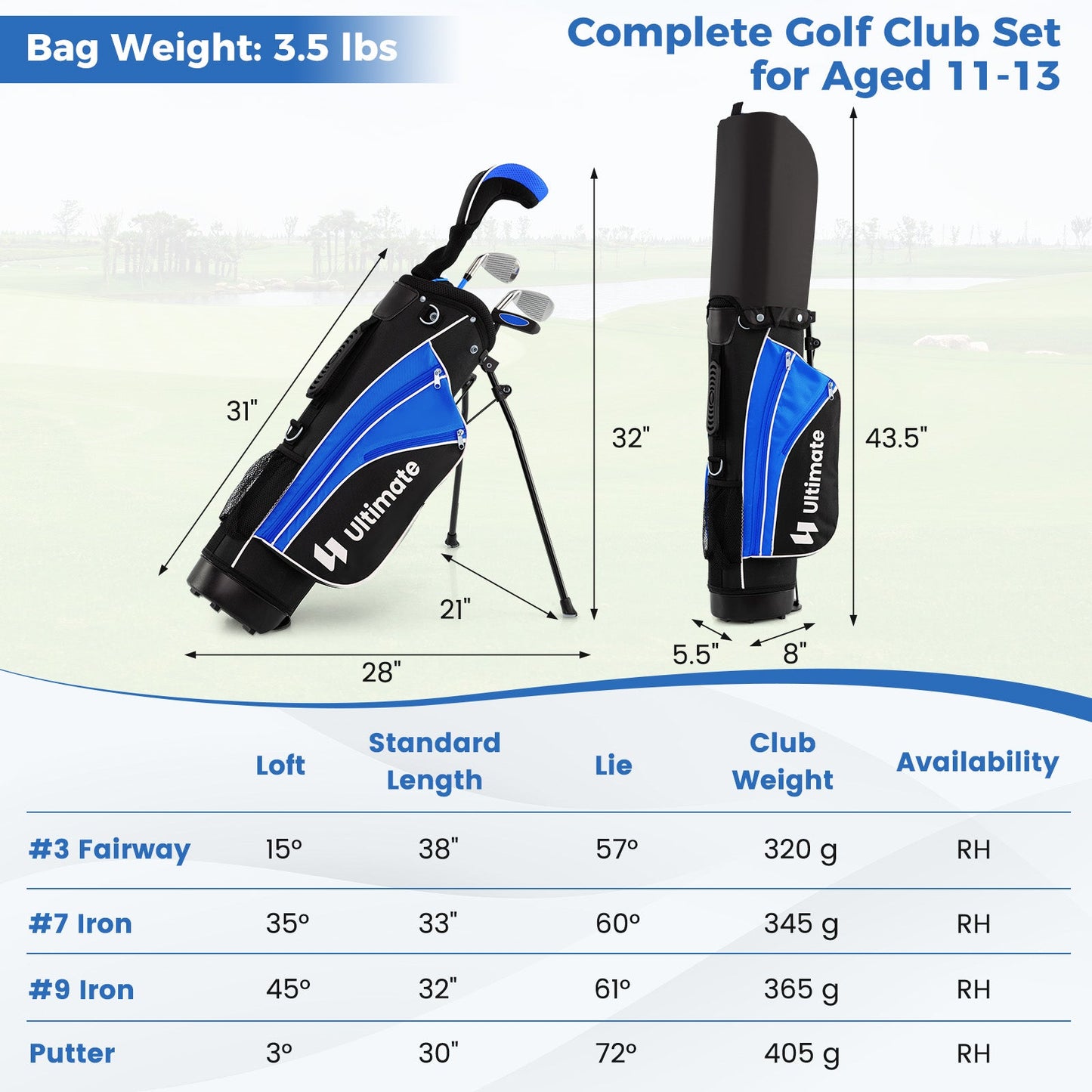 Complete Golf Club Set for Children Age 11-13