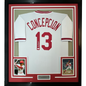 Framed Autographed/Signed Dave Concepcion 35x39 Cincinnati White Baseball Jersey JSA COA