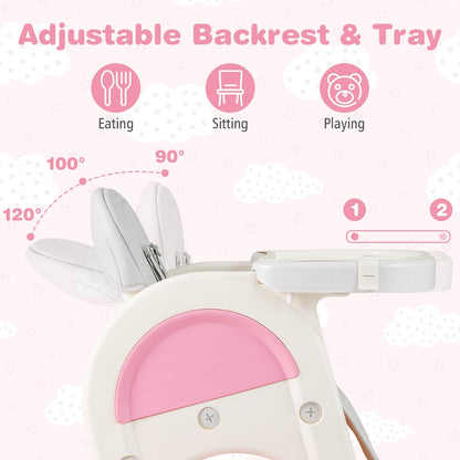 Convertible Baby High Chair with Double-layer Tray and Adjustable Backrest
