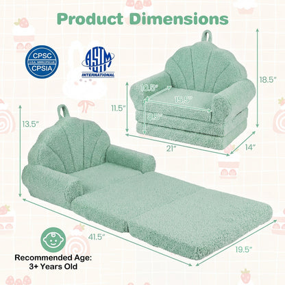 Convertible Kids Sofa 2-in-1 Fold out Toddler Couch Chair