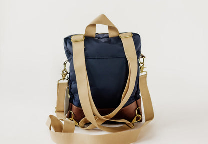 Corbin | Navy Nylon + Brown Leather
