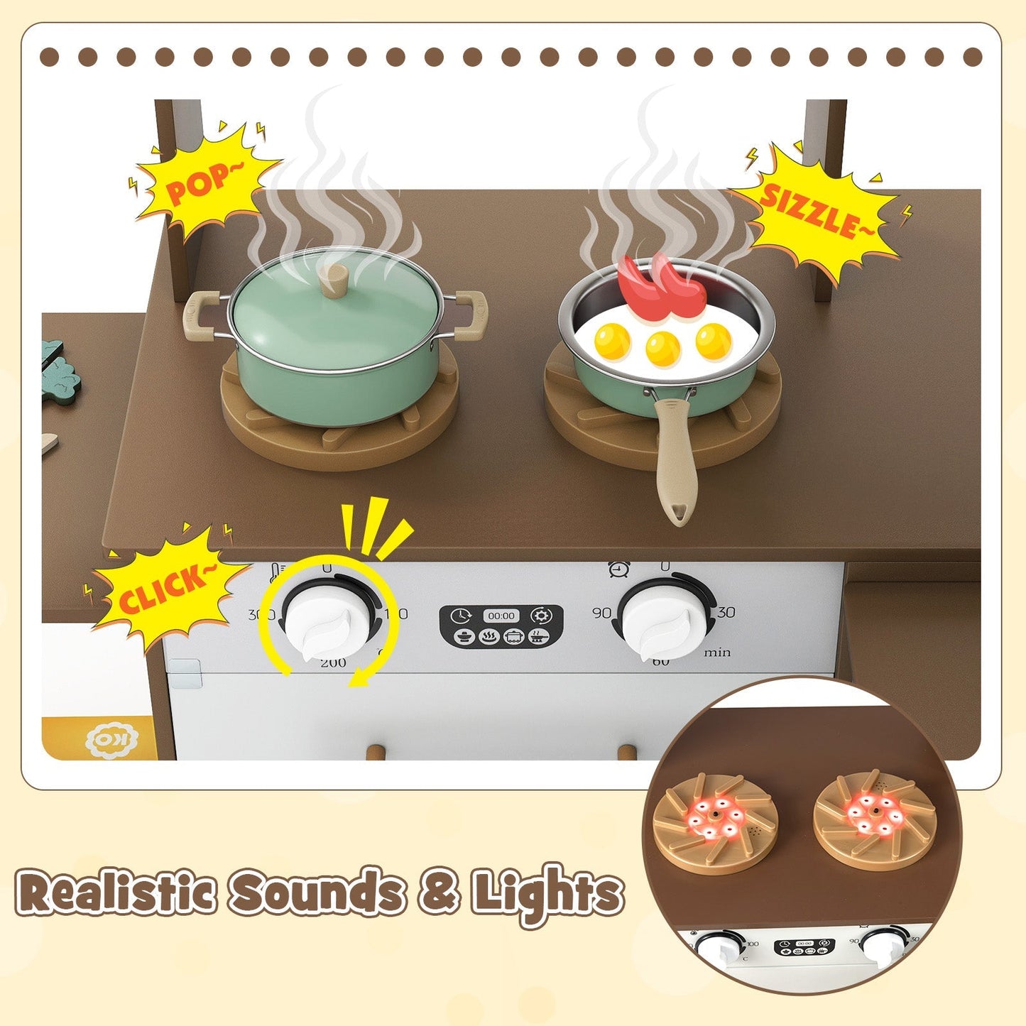 Corner Kitchen with Lights and Sounds for Kids Ages 3+