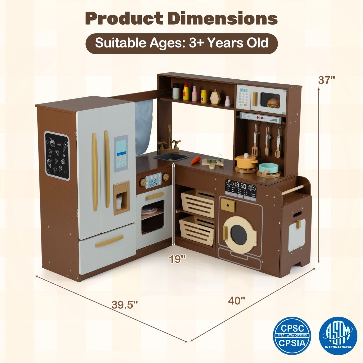 Corner Play Kitchen with Lights and Sounds for Ages 3+