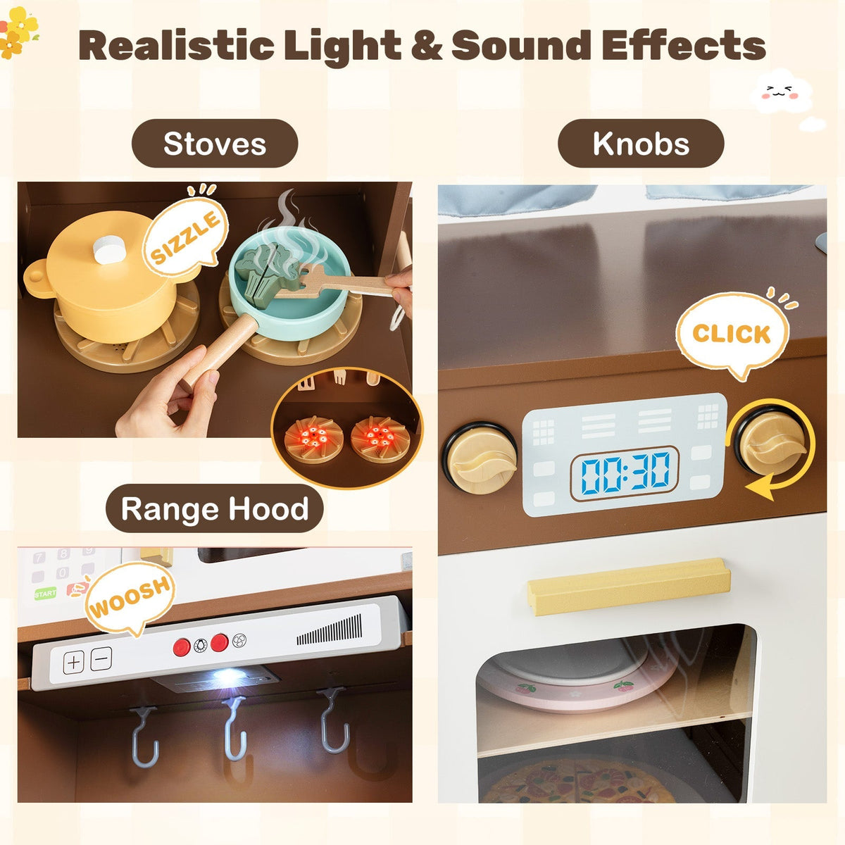Corner Play Kitchen with Lights and Sounds for Ages 3+