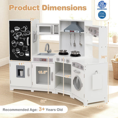 Corner Wooden Play Kitchen with Lights and Sounds Large Pretend Play Kitchen Set