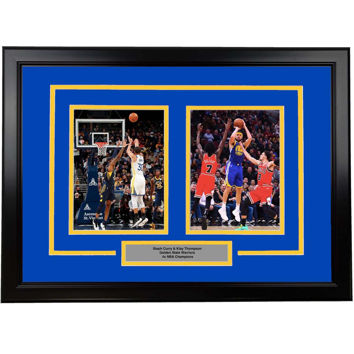 Framed Steph Curry and Klay Thompson Golden State Warriors 17x23 Dual Basketball Photo