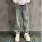 High Street Hip Hop Trousers, Trendy Brand Cool and Handsome Jacquard Full Print Jeans for Men, American Style Vibe Straight Leg Pants