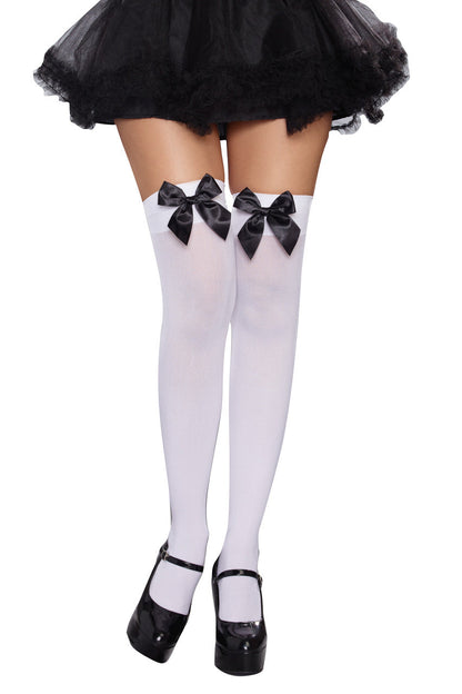 Bow Top Opaque Stockings