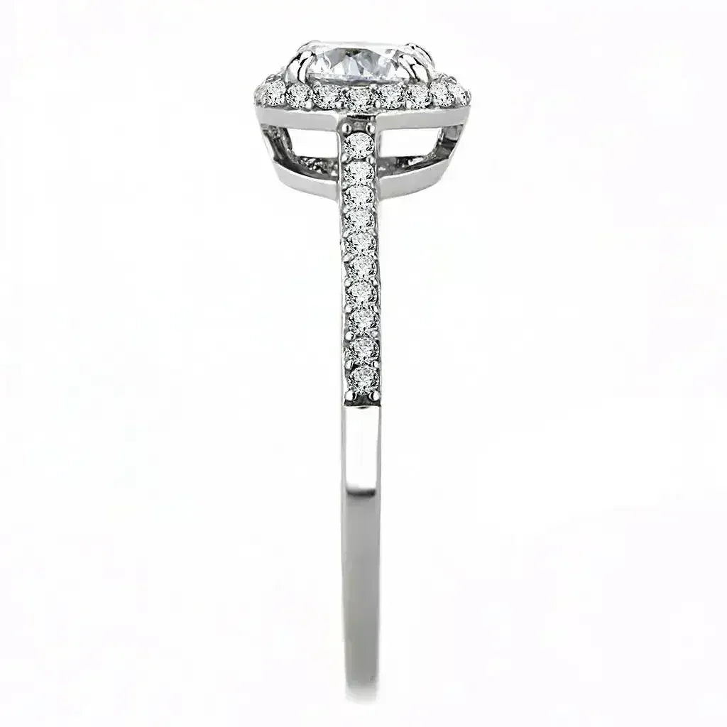 DA022 – High Polished Stainless Steel Ring with AAA CZ Ston