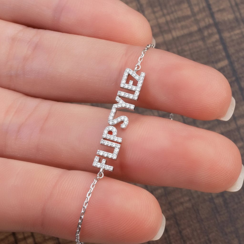 Gold Personalized 925 Sterling Silver Full Pave Diamond Year Bracelet | Custom DIY Number Digital Date Charm Bracelet for Women, Jewelry Gift for Her