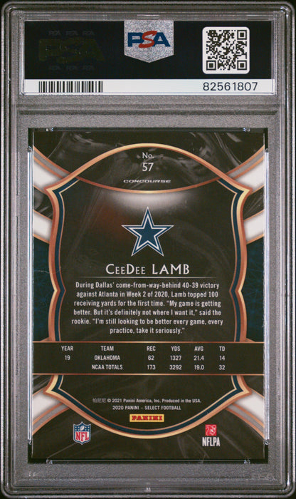 Graded 2020 Panini Select CeeDee Lamb #57 Rookie RC Football Card PSA 10 Gem Mint