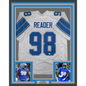 Framed Autographed/Signed D.J. DJ Reader 35x39 Detroit White Football Jersey Beckett BAS COA