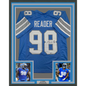 Framed Autographed/Signed D.J. DJ Reader 35x39 Detroit Blue Football Jersey Beckett BAS COA