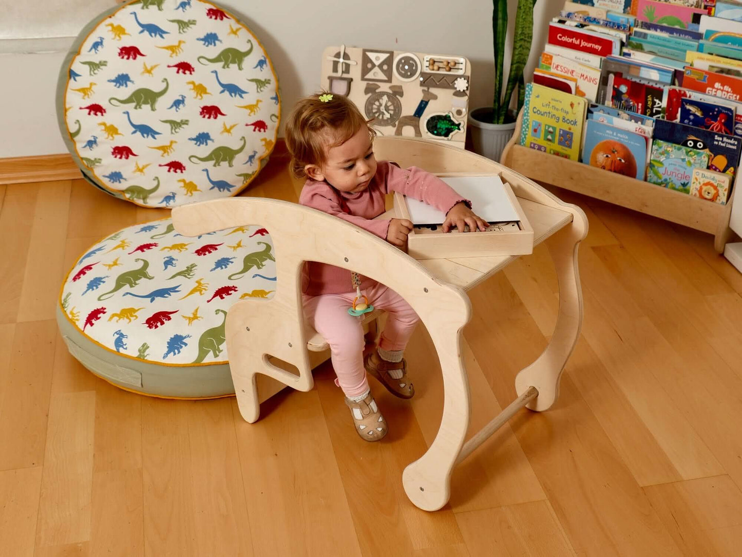 2in1 Wooden Seesaw & Desk for Kids' Skill Development