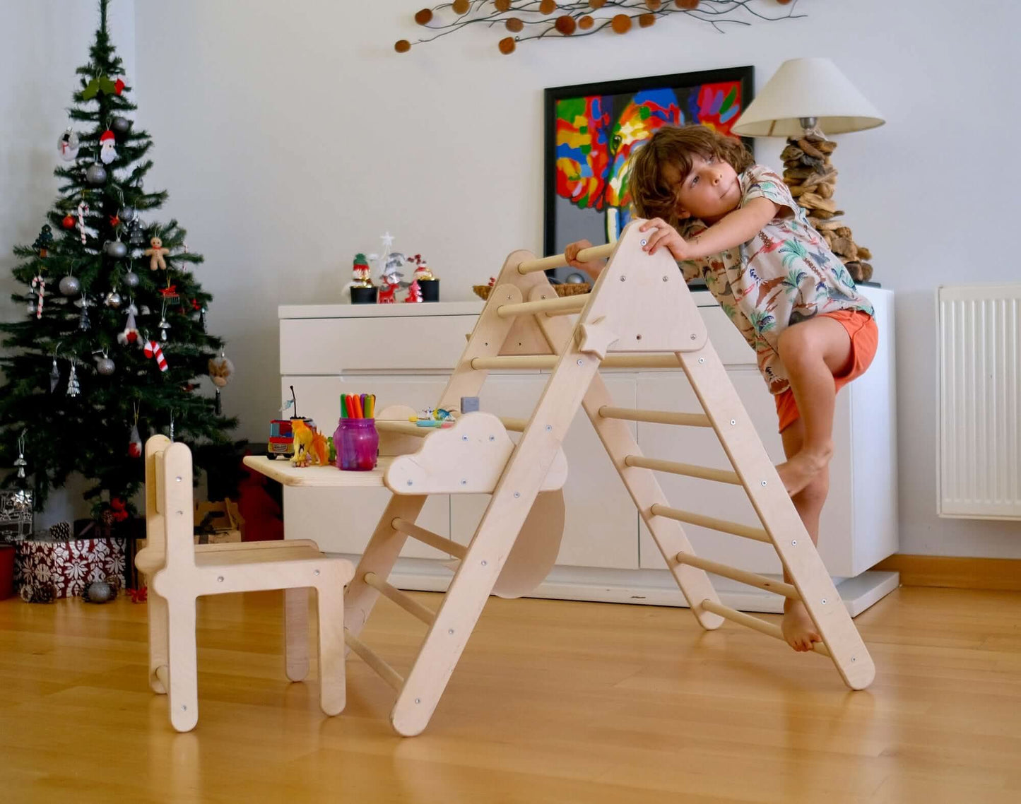 Montessori Climbing Triangle with Table and Chair