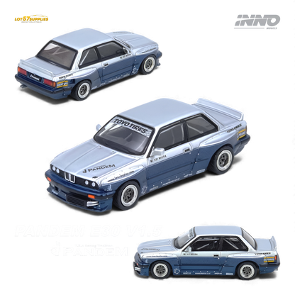 INNO64 Pandem E30 M3 Silver/Blue 1:64