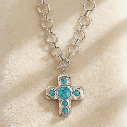 Vintage Bold Turquoise Cross Jewelry Set