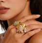 Bohemian Starfish & Shell Pendant Ring