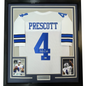 Framed Autographed/Signed Dak Prescott 35x39 Dallas White Football Jersey Beckett BAS COA