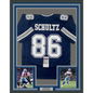 Framed Autographed/Signed Dalton Schultz 35x39 Dallas Dark Blue Football Jersey JSA COA
