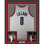 Framed Autographed/Signed Damian Lillard 35x39 Portland White Basketball Jersey JSA COA