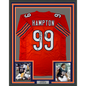 Framed Autographed/Signed Dan Hampton 35x39 HOF 2002 Chicago Orange Football Jersey Beckett BAS COA